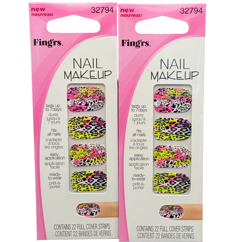 Fingrs Nail Makeup 32794 Leopard Print‎ Full Cover Strips 22 Count NEW